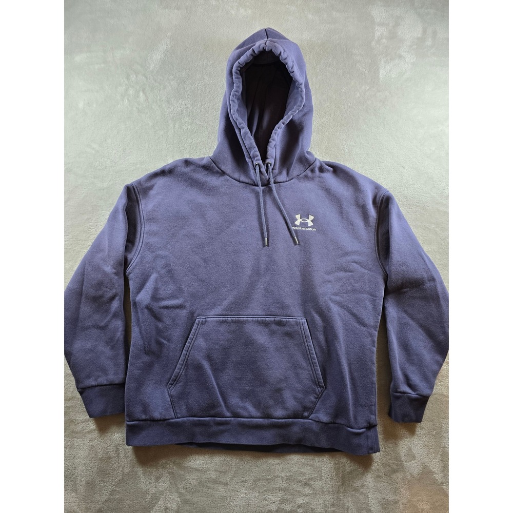 Under Armour Essential Hoodie Sweatshirt Womens L Purple Fleece Athleisure